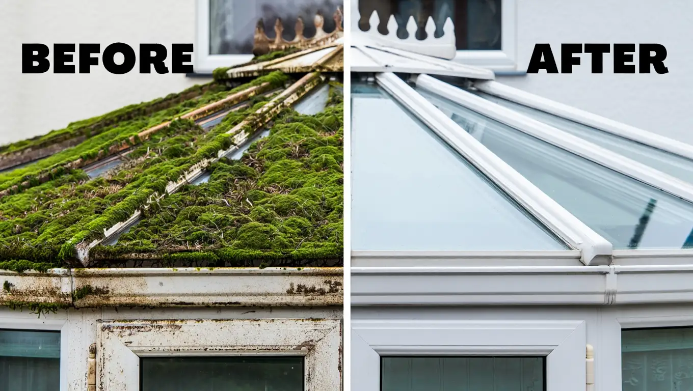conservatory roof cleaning before after